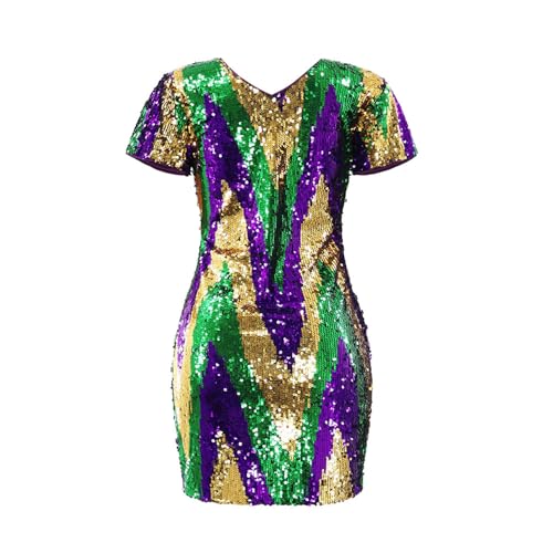 Mini robe de soirée pour adolescentes à paillettes et col V - 6