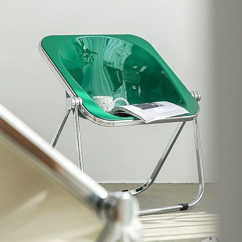 Składane krzesło, akrylowa przezroczysta konstrukcja z chromowaną ramą, składane do salonu, sypialni, gabinetu, zajmuje mało miejsca i wszechstronne rozwiązanie do siedzenia
