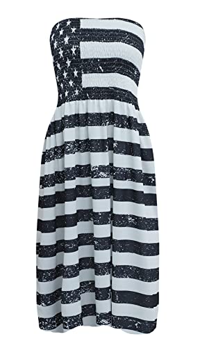 Image of Zyyfly Strapless Dress for Women Summer Beach Boho Smocked Tube Top Dress