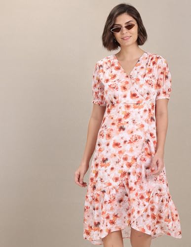 Image of U.S. Polo ASSN. Women's Floral Print Tiered Midi Dress