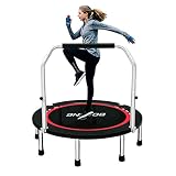 Mini Übung Fitness Trampolin für Erwachsene Bungee - Indoor Outdoor Garten Rebounder mit verstellbarem Griff für Senioren Kinder Kid - Cardio Training mit Spring Tool Cover Rock