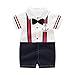 FILOWA Pagliaccetto Bambino Ragazzi Tutine Cotone Gentleman Tuta a Maniche Corte Completini Pigiama Playsuit con Papillon Estate Abiti da Battesimo Neonato 3-6 Mesi
