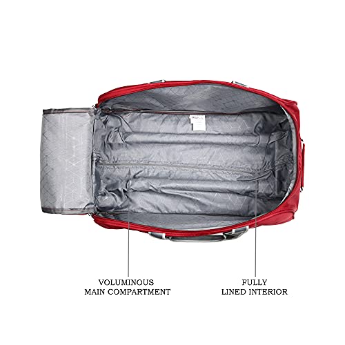 Image of Lavie Sport Lite Polyester 51 cm Small Travel Duffle Bag | 2 Wheel Cabin Luggage, Trolley Duffel Bag (Red)