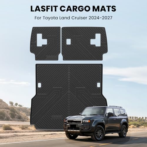 Image of LASFIT Cargo Mats for Land Cruiser LC250 2024-2027 with Backrest Mat | Not LC150 or LC300, Rear Cargo Area, Seatback Protection, All Weather TPE, Custom Laser Fit, Easy to Wash