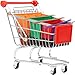 Trolley günstig Kaufen-Wiederverwendbares Trolley-Taschen-Set – 4-teilige faltbare Supermarkt-Einkaufstaschen in Orange, Grün, Rot und Blau – praktischer Einkaufswagen-Organizer