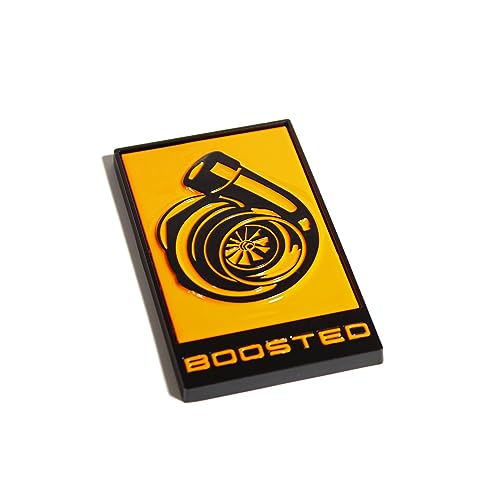 Image of GT350 Style Boosted Badge (White) (Orange)