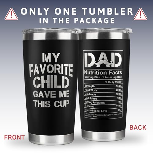 KATLADIZ Gifts for Dad from Daughter, Son, Kids - Fathers Day Gift for Dad - Birthday, Father's Day, Christmas Gifts for Dads - Father Gift Ideas - New Papa Daddy Stepdad Ideas - 20 Oz Black Tumbler