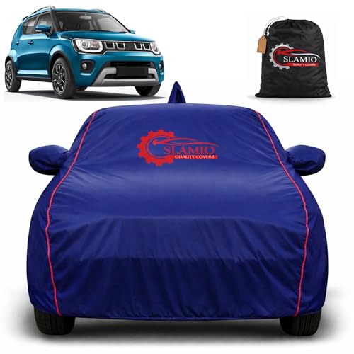 Image of Car Cover for Maruti Suzuki Ignis 2020-2026 | 100% Waterproof Heavy-Duty 3-Layer Car Body Cover | All-Weather Rain UV Heat & Dust Protection | Custom Fit | Mirror & Antenna Pockets | Navy Blue
