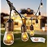 addlon 48 FT Outdoor String Lights Commercial Grade Weatherproof Strand, 18 Edison Vintage Bulbs, 15 Hanging Sockets (3 Spare Bulbs), ETL Listed Heavy-Duty Decorative Christmas Lights for Patio Garden