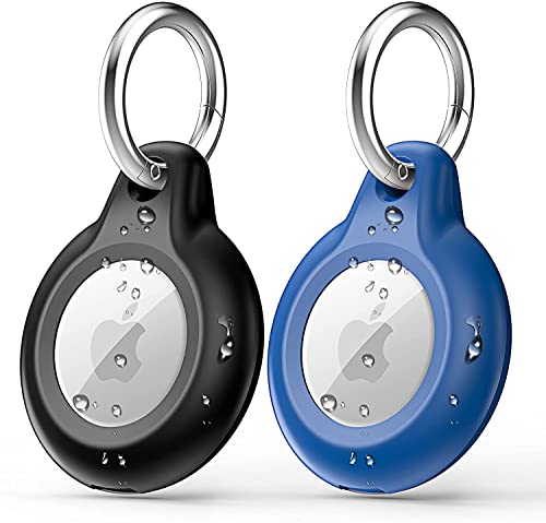 【2セット】AirTag ケース AirTagキーホルダー IPX8防水えあたぐケース エアタグ用 防水性 耐摩耗性 耐油性 難燃性 薄い 耐衝撃 便利軽量 紛失防止 スマホ/カバン/キー/荷物/財布/ペットの首輪に掛ける AirTag専用ケース (黒い+