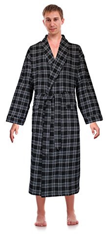 Robes King Classical Sleepwear Men’s 100% Cotton Flannel Shawl Collar Robe,