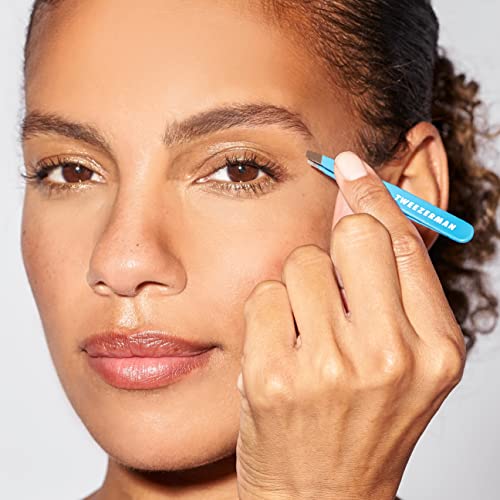 Pinça com ponta diagonal Tweezerman Mini Slant, Bahama Blue