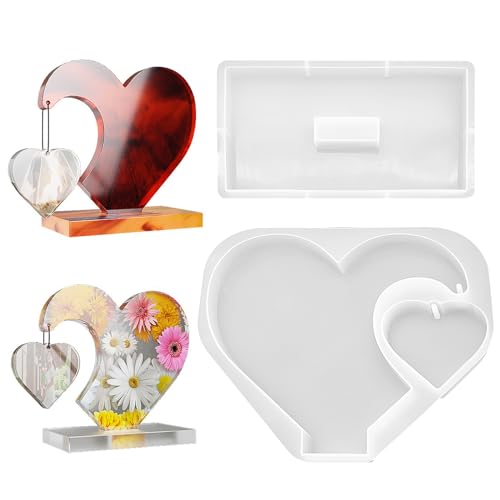 3D Heart Photo Frame Resin Moulds Set, Love Shape Picture Frames Silicone Molds, Epoxy Casting Mould for Birthday, Anniversary, Father's Day