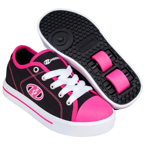 Heelys Classic x2 Sneaker, Black/White/Hot Pink, 11 UK Child