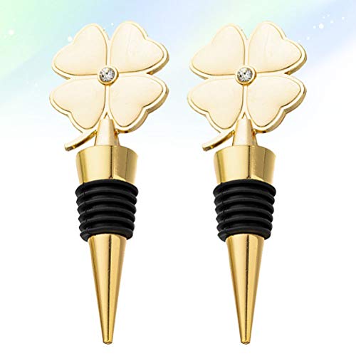 TENDYCOCO 2 peças de trevo de quatro folhas rolha de vinho rolha de garrafa de champanhe criativa su
