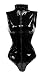 Bslingerie Sexy Wet Look PVC Zip Up Clubwear Teddy (L, Black Teddy)