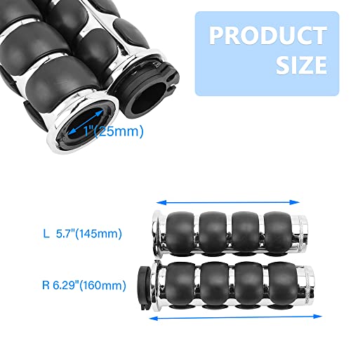 DREAMIZER 25.4MM Motorcycle Handlebar Grips 1 inch Compatible with Honda Shadow Spirit 750 Valkyrie Fury VTX1300 VTX1800 VT400 VT750 VT1100 - Smooth,Chrome