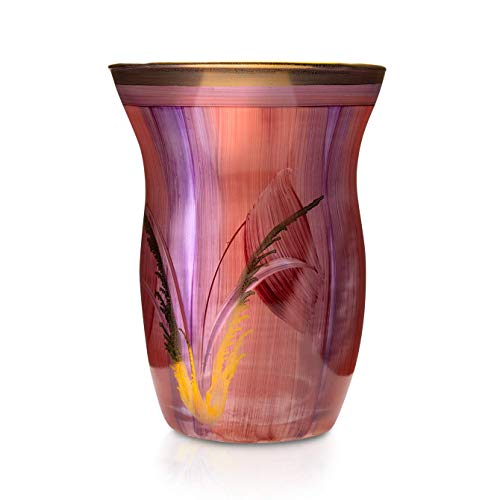 Angela NeuWiener Werkstätte Monika, vaso in vetro di colore bordeaux, dipinto oro, vetro, rosso, misura media