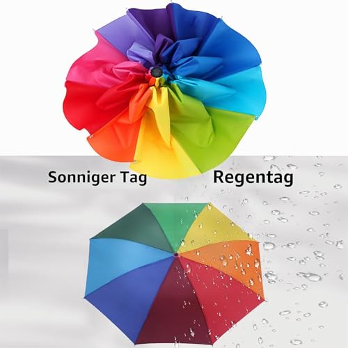 YUEMING Stockschirme Regenbogenregenschirm, Reiseregenschirm, winddichter Regenschirm, Anti-UV-Regenschirm für Damen