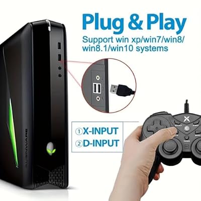 NBCP Wired PS3 PC Game Controller TV Box USB Steam Gamepad joystick Joypad with Dual Vibration feedback Turbo Trigger for Windows 7/8 /8.1/10/ Laptop