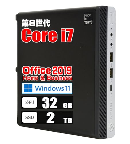 �y�����ςݕi�z�~�jPC / ��8���� Core i7 8700T / 32GB / SSD 2TB / MS Office 2019 / Windows 11 Prodesk/�h���C�u�񓋍�/HP EliteDesk 800 G4 DM Mini 800G