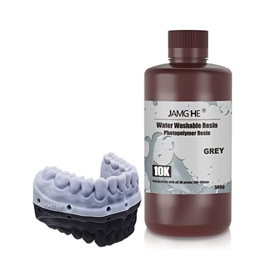 JAMG HE Rapid UV-Curing Resin 405nm, Dental Model Resin for Orthodontic Brace Water Washable with Lower Shrinkage & High Presicion Grey 500g