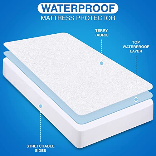 Utopia Bedding Premium Waterproof Terry Mattress Protector Crib 200 Gsm, Mattress Cover, Breathable, Fitted Style With Stretchable Pockets (White) #TOP3