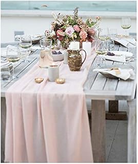 SoarDream Pink Sheer Table Runne/Overlay Decorative Wrinkle Resistant for Pink Romantic Wedding Party