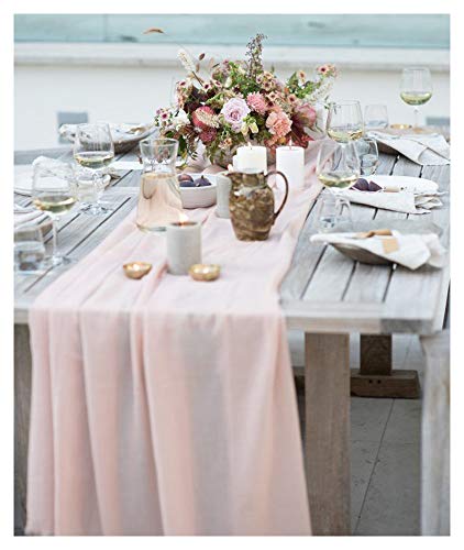 SoarDream Pink Sheer Table Runne/Overlay Decorative Wrinkle Resistant for Pink Romantic Wedding Party