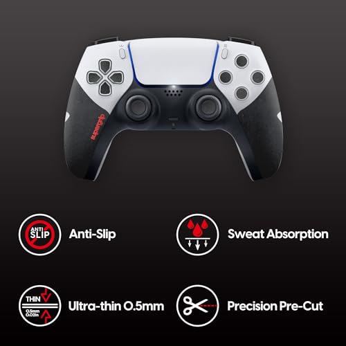 Image of Pulsar Gaming Gears SUPERGRIP Griptape Set for PS5 DualSense Controller Sweat Absorbing High Performance Anti Slip 3M Adhesive no Residue Controller Grip Tape Ultra-Thin 0.5mm (0.02in) Black
