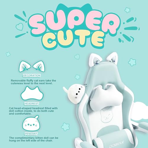 Dowinx Gaming Chair Cute with Cat Ears and Massage Lumbar Support の商品画像 2