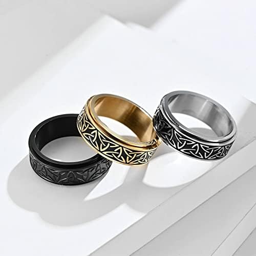 Bague Fidget En Acier Inoxydable – Nœud Celtique Rotatif – Anti-stress, 3 Couleurs (or/argent/noir) – Idéale Pour Concentration Et Détente