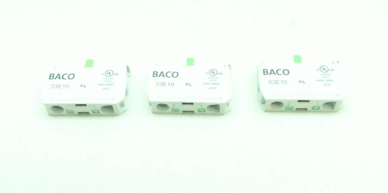 LOT of 3 BACO 33E10 Contact Block 10A 690V-AC