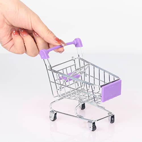 Mini Shopping Cart， Supermarket Handcart Mini Shopping Cart Mini Supermarket Storage Toy Decorative Ornaments For Storage Toys (Purple) #TOP2