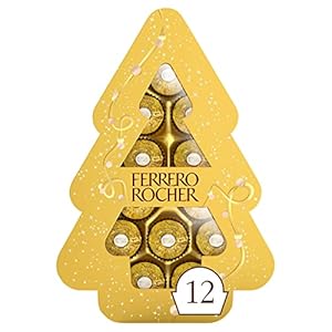 Ferrero Rocher Pralines, Chocolate Christmas Tree Gift Box, Whole Hazelnut Covered in Milk Chocolate and Nut Croquante…