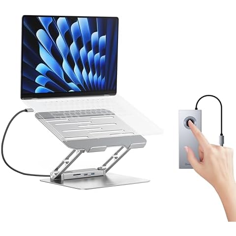 minisopuru USB C Laptop Docking Station Stand with 4K HDMI, 100W PD, Docking Station for MacBook Pro/Air/Dell/HP/Surface, Adjustable Laptop Stand for 10-17" Laptops & Tablet(4 USB A, RJ45, SD3.0) Cover