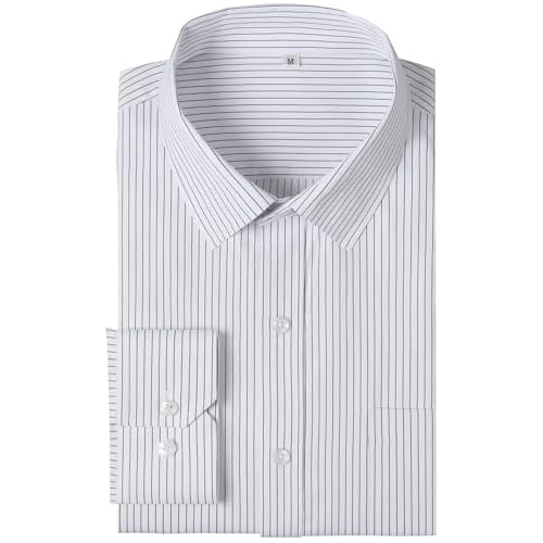 Men's Dress Shirts Long Sleeve Button Down Striped Shirt for Men Regular Fit Wrinkle Resistant Shirts Large Tall 00127_828_black Stripe
