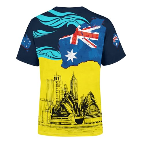 BJU Australian Flag T-Shirt Crewneck Tee 3D Printed Short Sleeve Loose Casual Unisex2