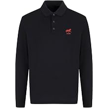 Mens Polo Shirts Horse Farm Embroidered Comfort Wear Long Sleeve Polo Shirts