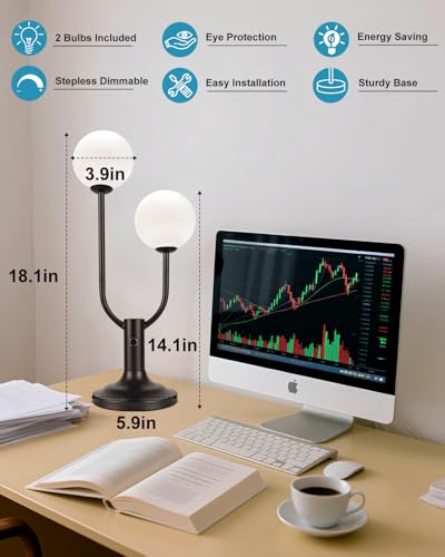 Lámpara de mesa negra moderna para dormitorio miniatura 4