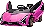 Aosom Lamborghini Licensed Kids Ride On Car, 12V Battery Powered Electric Sports Car Toy with Remote Control, Horn, Music, & Headlights for 3-5 Years Old, Pink