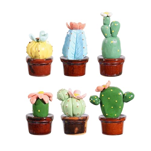 Burtrail Ceramic Cactus Mini Plant Figurine, Handmade Decoration Simulation Succulent Flower Pot Artificial Cactus Plant, Realistic Desktop & Car Ornament for Home Office Decoration (2.5 Inch, 6pcs) Burtrail Ceramic Cactus Mini Plant Figurine, Handmade Decoration Simulation Succulent Flower Pot Artificial Cactus Plant, Realistic Desktop & Car Ornament for Home Office Decoration (2.5 Inch, 6pcs)