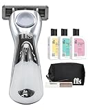 Shaving Set for Women - Ultimate Shaving Travel Set with Silver Travel Razor, Razor Cover, Travel Bag, Shaving Cream, Body Scrub, & Body Cream - Travel Shaving Kit for Sensitive Skin by FFS Beauty