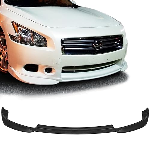 GT-Speed Compatible with/Replacement for Front Bumper Lip, STL Style PU Front Lip Spoiler Black, Fits 2009 2010 2011 2012 2013 2014 2015 Nissan Maxima Sedan