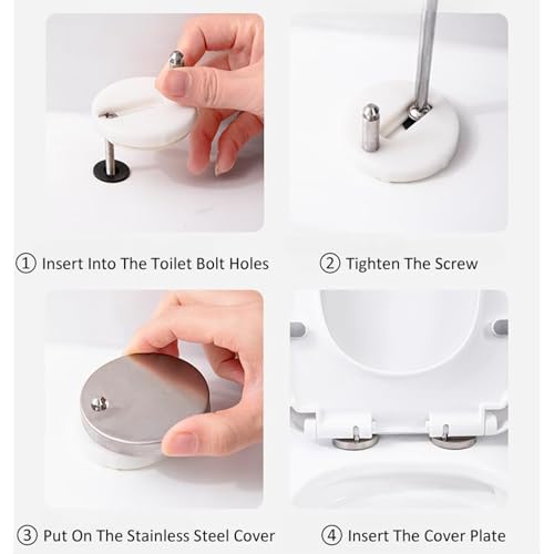 2Pcs Quick Release Toilet Seat Fixings, Universal Soft Close Hinge Replacement Kit with 2Pcs Rubber Expansion Bolts for Blind Hole WC Toilets, Stainless Steel Hardware - Image 7