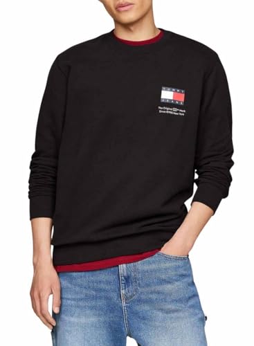 Sweat Tommy Jeans regular fit homme noir bleu ou gris chiné