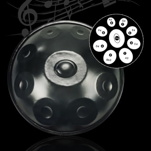 Instrumento Prremium Handpan de 22 Pulgadas en Re Menor con 9 Notas, Color Negro miniatura 1