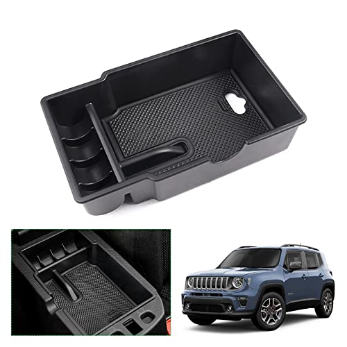 GAFAT Compatible con Jeep Renegade 2015-2024 2025 Caja de Almacenamiento para Consola Central, Renegade 2023 Organizador de Reposabrazos, Bandeja para la Guantera, Renegade Accesorios (Negro)