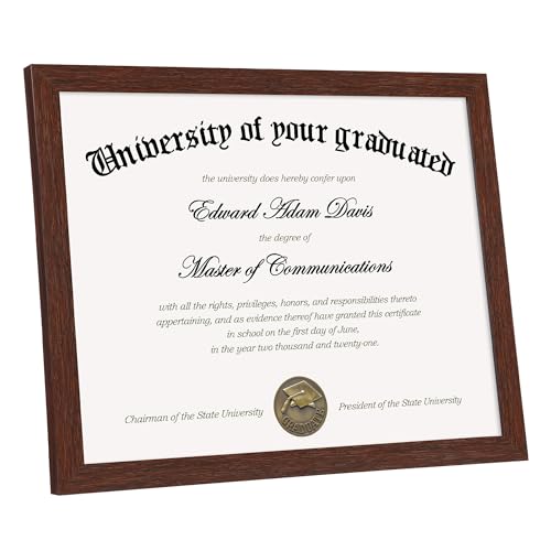 Image of upsimples Certificate Frame, 8.5 by 11 Diploma Frames, 1 Pack, Mahogany | Clear Plexiglass, 8.5x11 Document Degree Frames for Gallery Wall and Tabletop, Graduation Gift