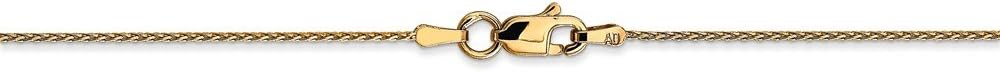 Solid 14k Yellow Gold .8mm Round Diamond Cut Wheat Anklet Bracelet - with Secure Lobster Lock Clasp